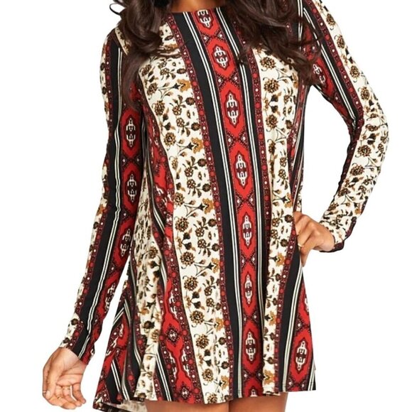 Show Me Your Mumu Tyler Tunic Dress Patchwork Autumnal Long Sleeve Size S - Picture 6 of 11